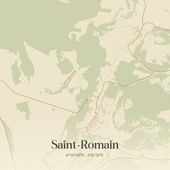 Fototapeta premium Vintage map of Saint-Romain, France.