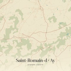 Obraz premium Vintage map of Saint-Romain-d'Ay, France.