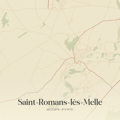 Obraz premium Vintage map of Saint-Romans-lès-Melle, France.
