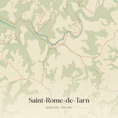 Fototapeta premium Vintage map of Saint-Rome-de-Tarn, France.