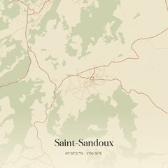Obraz premium Vintage map of Saint-Sandoux, France.