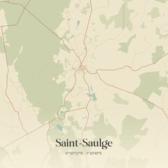 Obraz premium Vintage map of Saint-Saulge, France.