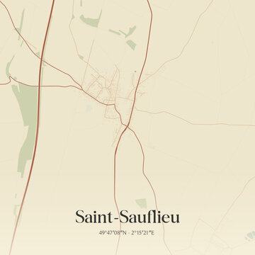 Vintage map of Saint-Sauflieu, France.
