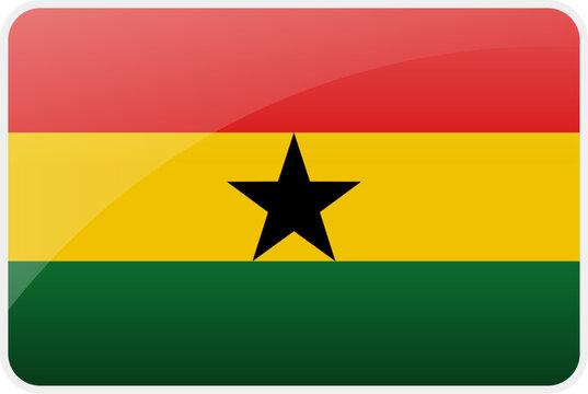 Flag Icon of Ghana Country,National Vector Flag Iconic Symbol and Colors of Ghana flag.