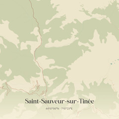 Obraz premium Vintage map of Saint-Sauveur-sur-Tinée, France.