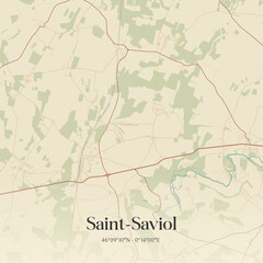 Fototapeta premium Vintage map of Saint-Saviol, France.