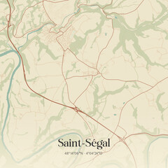 Fototapeta premium Vintage map of Saint-Ségal, France.