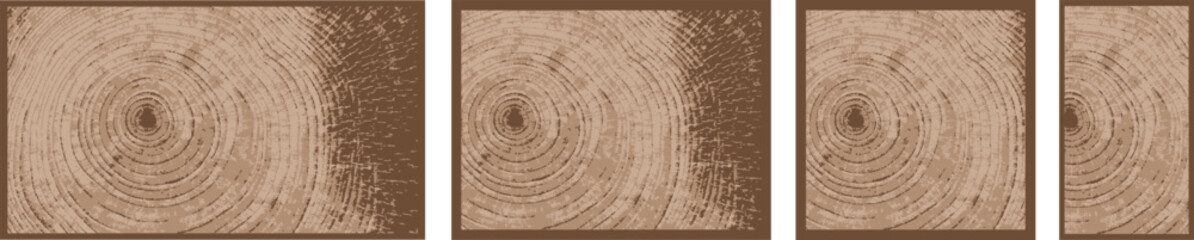 Vector Wood Grain Ring Prints Set – Cross-Section Tree Trunk Backgrounds for Cards and Banners