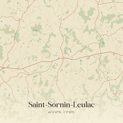 Fototapeta premium Vintage map of Saint-Sornin-Leulac, France.