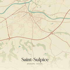 Obraz premium Vintage map of Saint-Sulpice, France.