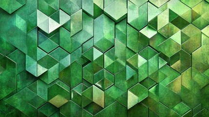 abstract geometric patterns in shades of green