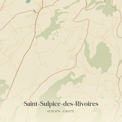 Fototapeta premium Vintage map of Saint-Sulpice-des-Rivoires, France.