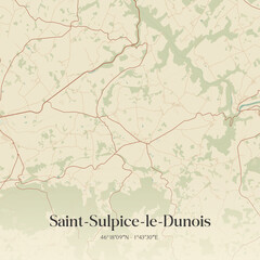 Fototapeta premium Vintage map of Saint-Sulpice-le-Dunois, France.