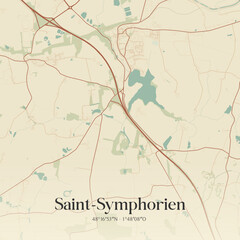 Fototapeta premium Vintage map of Saint-Symphorien, France.
