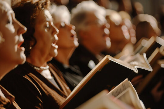 A choir performing popular songs at music party, Generative Ai