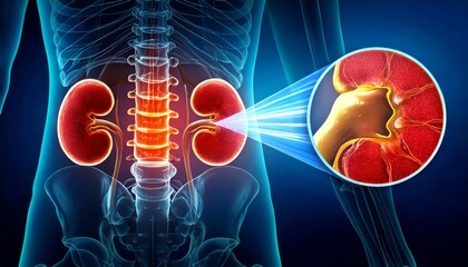 Fototapeta premium kidney disease Remove kidney stones. 3d illustration