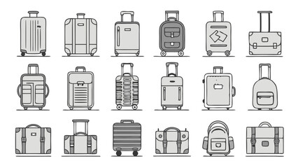 Serene Airport Scene with Colorful Luggage and Airplanes in the Background