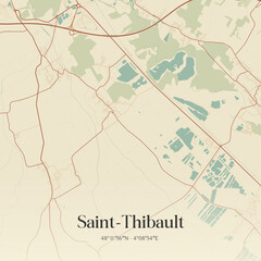 Naklejka premium Vintage map of Saint-Thibault, France.