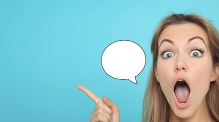 comic-style woman winking speech bubble pointing
