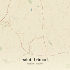 Fototapeta premium Vintage map of Saint-Trimoël, France.
