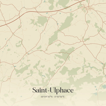 Vintage map of Saint-Ulphace, France.