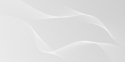 Futuristic gray white abstract background with shining wave lines pattern for banner, wallpaper, cover. Vector illustration