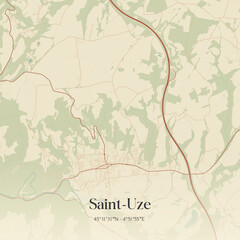 Fototapeta premium Vintage map of Saint-Uze, France.