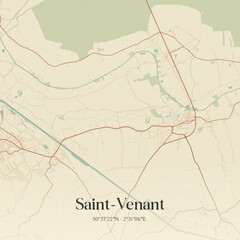 Fototapeta premium Vintage map of Saint-Venant, France.