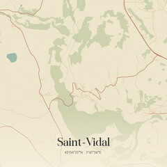 Obraz premium Vintage map of Saint-Vidal, France.