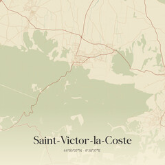 Obraz premium Vintage map of Saint-Victor-la-Coste, France.