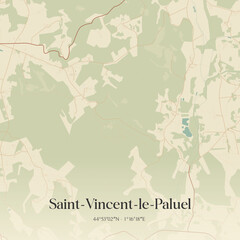 Fototapeta premium Vintage map of Saint-Vincent-le-Paluel, France.