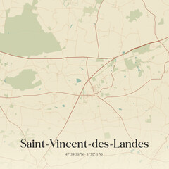 Fototapeta premium Vintage map of Saint-Vincent-des-Landes, France.