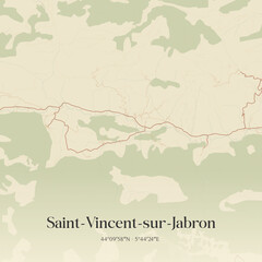 Obraz premium Vintage map of Saint-Vincent-sur-Jabron, France.