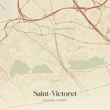 Vintage map of Saint-Victoret, France.