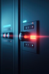 close-up of futuristic control panel with glowing analog switches and mechanical dials blending old-school engineering