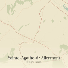 Fototapeta premium Vintage map of Sainte-Agathe-d'Aliermont, France.