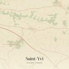 Naklejka premium Vintage map of Saint-Yvi, France.