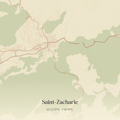 Obraz premium Vintage map of Saint-Zacharie, France.