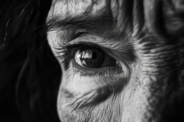 Obraz premium Detailed Close-Up of a Senior Woman's Eye, Capturing the Depth of Her Experience and Vision