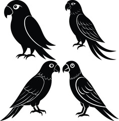 Parrot Silhouette Vector Icon Set Ideal for Branding & Nature Art