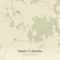 Fototapeta premium Vintage map of Sainte-Colombe, France.