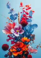 Graceful Love Floral Arrangement in Balanced Composition with Vibrant Colors and Textured Elements