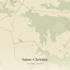 Obraz premium Vintage map of Sainte-Christine, France.