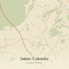 Fototapeta premium Vintage map of Sainte-Colombe, France.