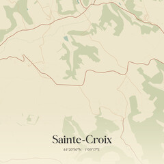 Obraz premium Vintage map of Sainte-Croix, France.