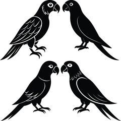 Parrot Silhouette Vector Icon Set Ideal for Branding & Nature Art