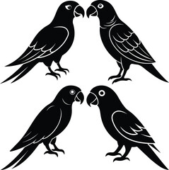 Parrot Silhouette Vector Icon Set Ideal for Branding & Nature Art