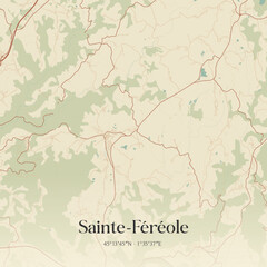Fototapeta premium Vintage map of Sainte-Féréole, France.