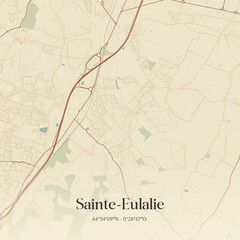 Fototapeta premium Vintage map of Sainte-Eulalie, France.