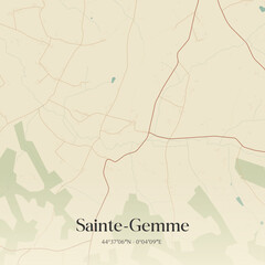 Obraz premium Vintage map of Sainte-Gemme, France.